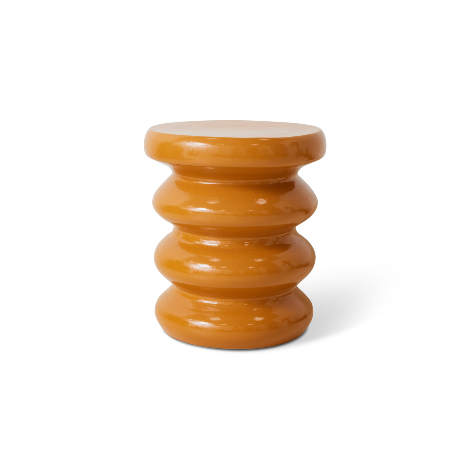 Sidebord i glasert terrakotta, Allure Side Table fra HK Living i fargen Caramel