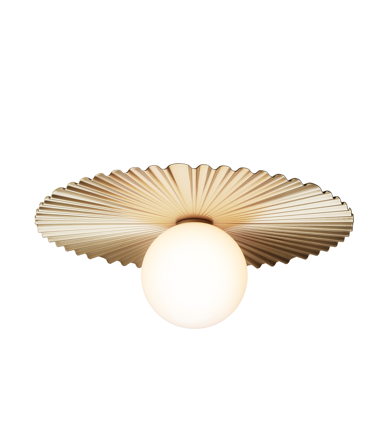 Tak- og vegglampe Liila Muuse medium fra Nuura, Nordic gold / opal.