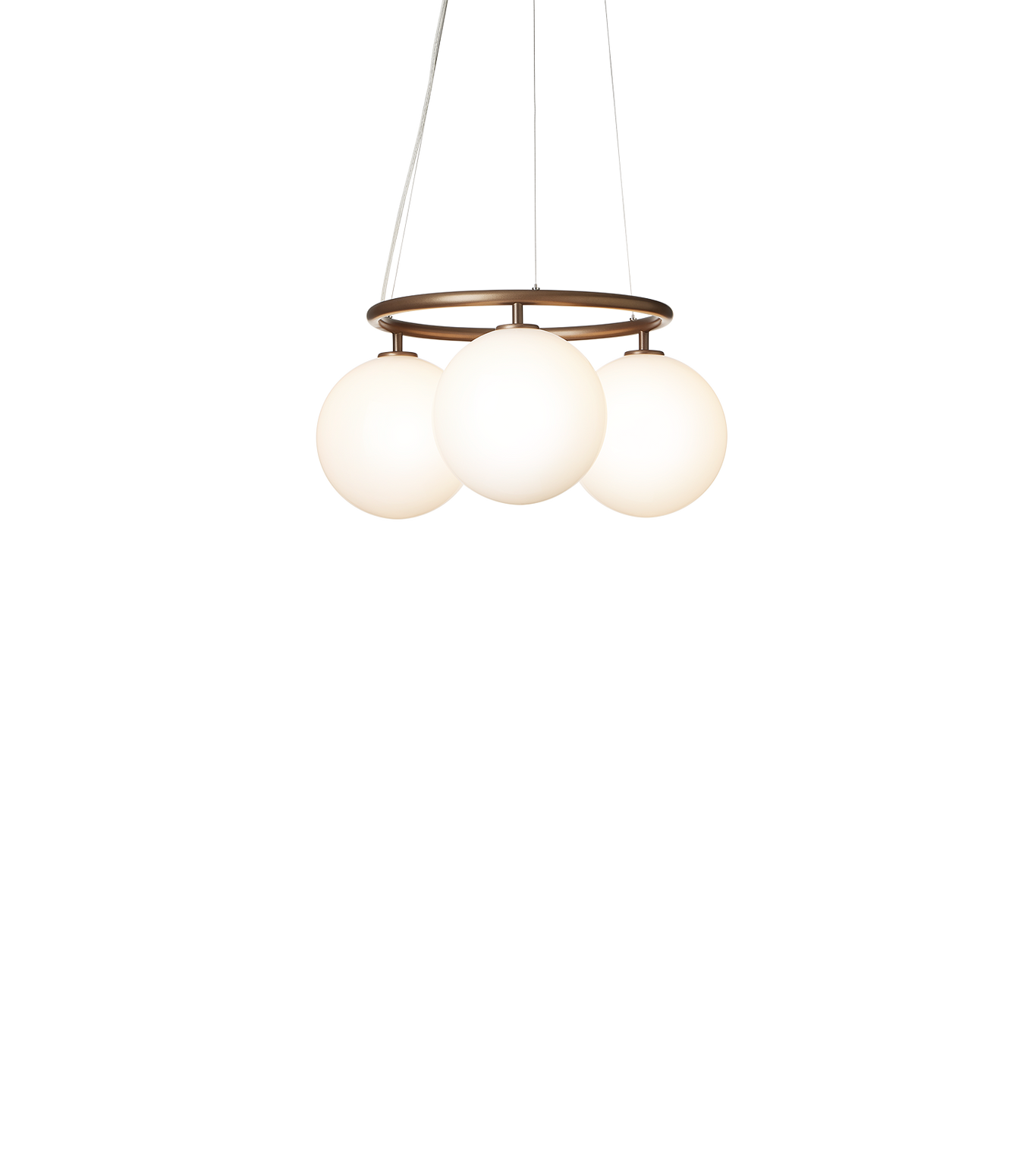 Taklampe Miira Circular 3 fra Nuura, Dark bronze / opal.