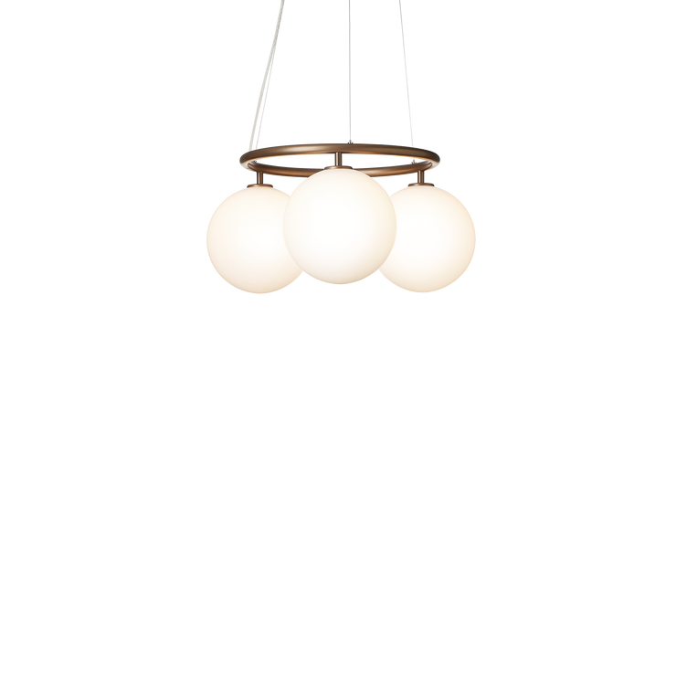 Taklampe Miira Circular 3 fra Nuura, Dark bronze / opal.