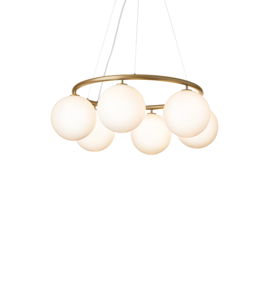 Taklampe Miira Circular 6 fra Nuura, Brass / opal.