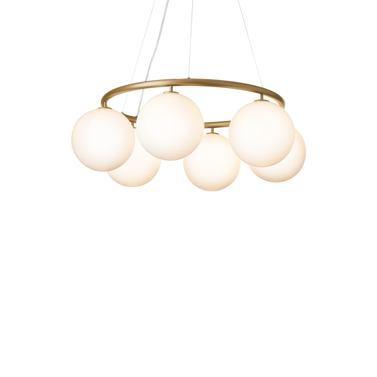 Taklampe Miira Circular 6 fra Nuura, Brass / opal.