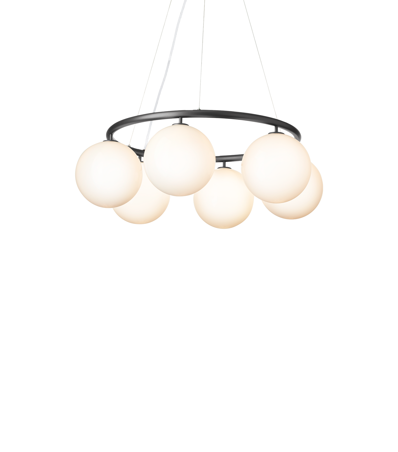 Taklampe Miira Circular 6 fra Nuura, Rock grey / opal.