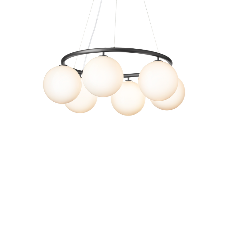Taklampe Miira Circular 6 fra Nuura, Rock grey / opal.