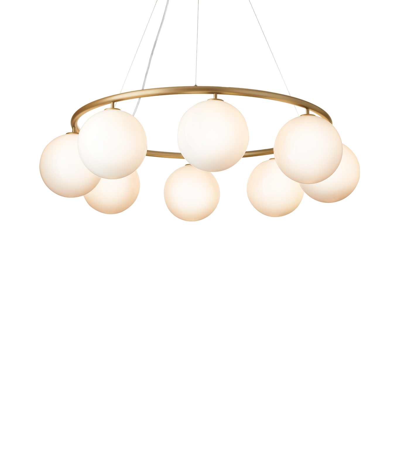 Taklampe Miira Circular 8 fra Nuura, Brass / opal.