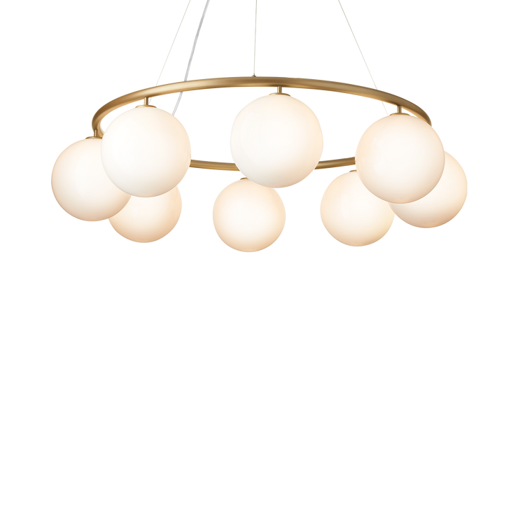 Taklampe Miira Circular 8 fra Nuura, Brass / opal.