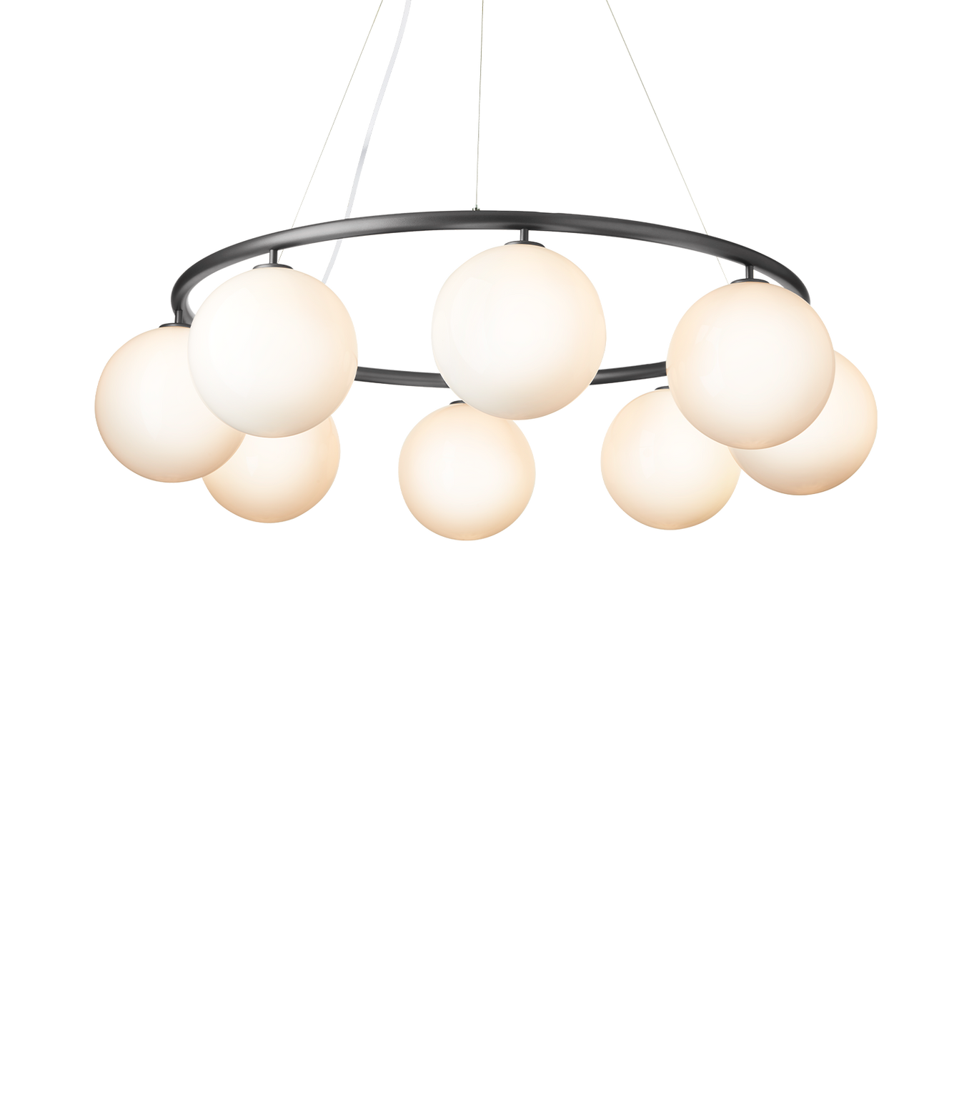 Taklampe Miira Circular 8 fra Nuura, Rock grey / opal.