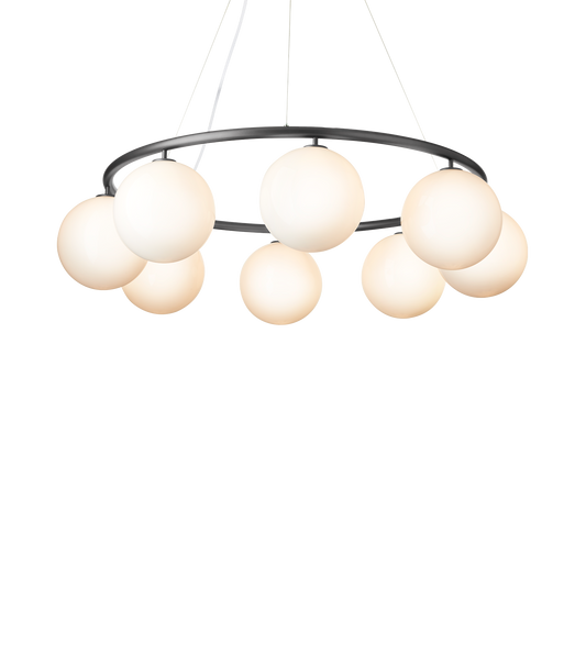 Taklampe Miira Circular 8 fra Nuura, Rock grey / opal.