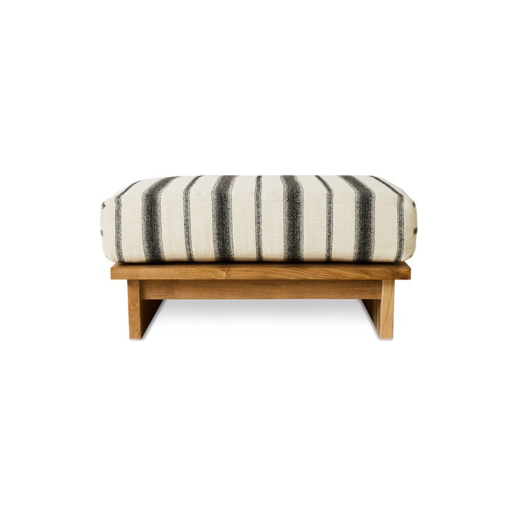 Puffen Outdoor Hocker Teak fra HK Living i tekstilet Chalkstripe