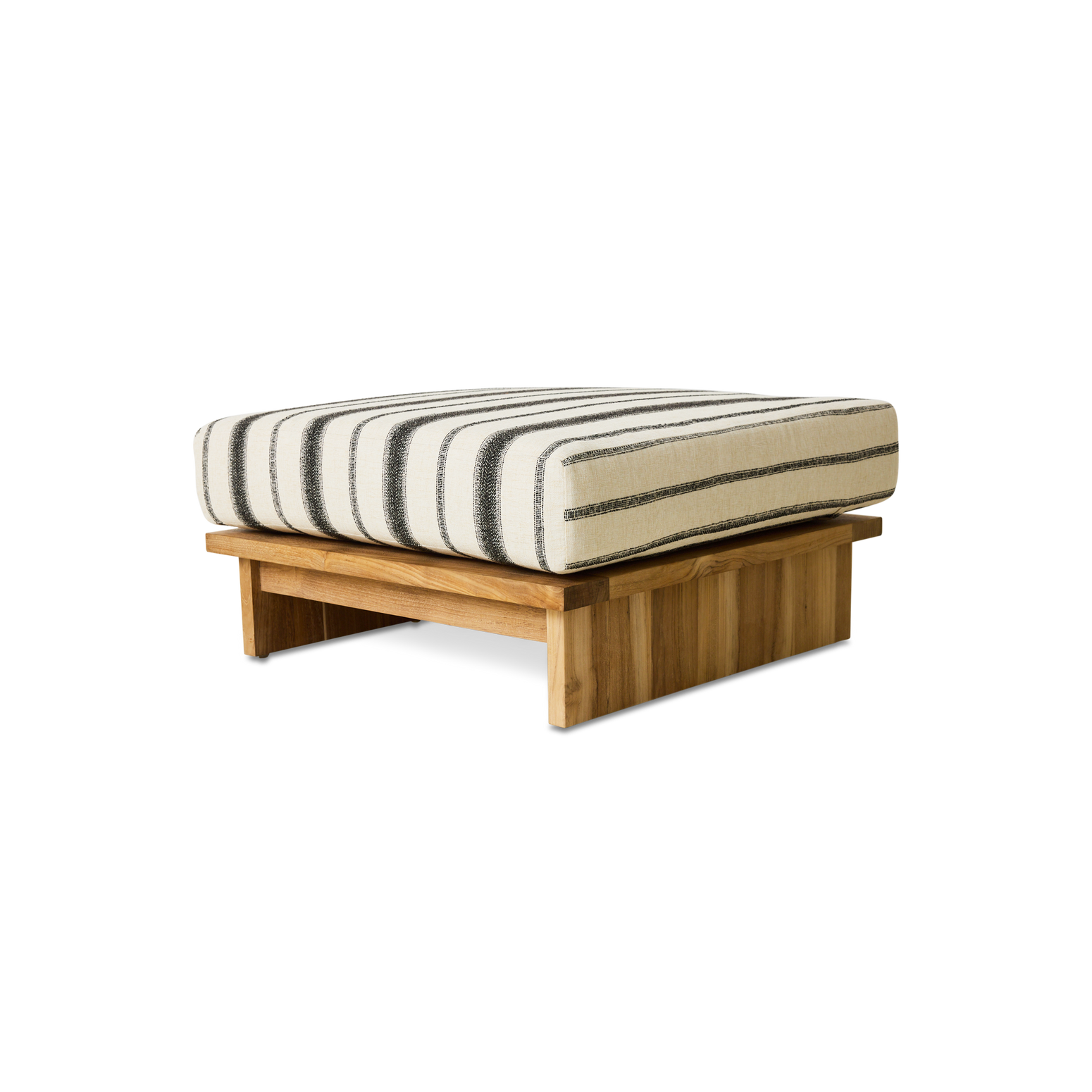 Puffen Outdoor Hocker Teak fra HK Living i tekstilet Chalkstripe