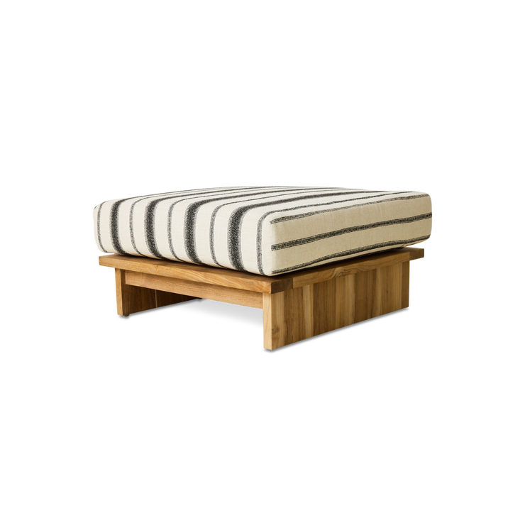 Puffen Outdoor Hocker Teak fra HK Living i tekstilet Chalkstripe