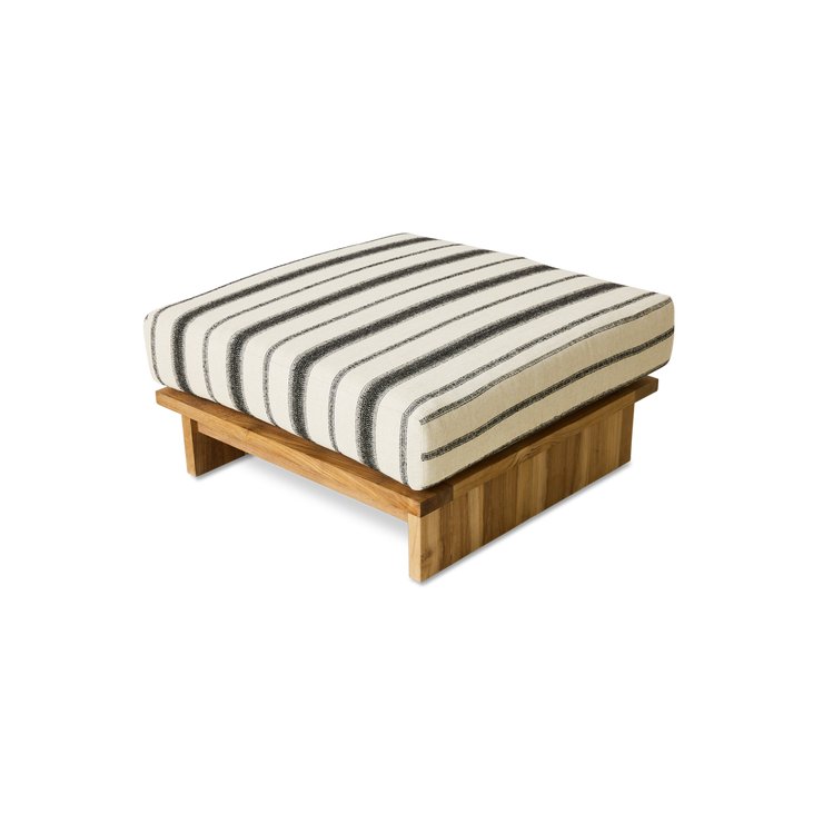 Puffen Outdoor Hocker Teak fra HK Living i tekstilet Chalkstripe