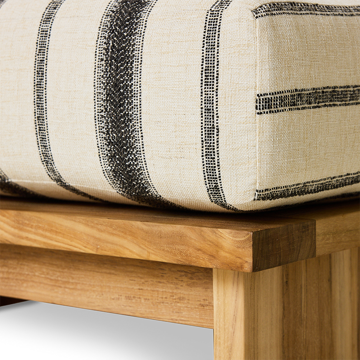 Puffen Outdoor Hocker Teak fra HK Living i tekstilet Chalkstripe