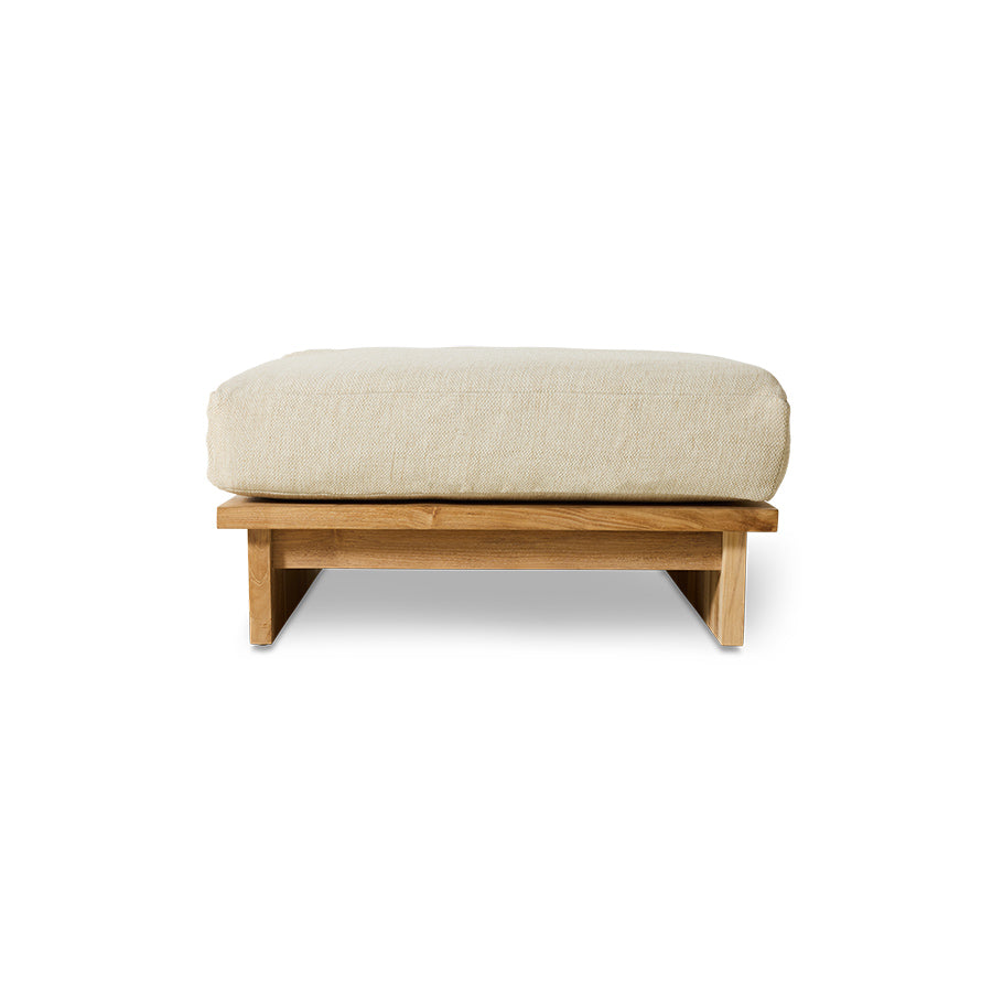 Puffen Outdoor Hocker Teak fra HK Living i tekstilet Natural