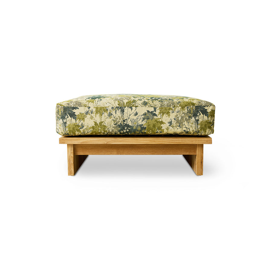 Puffen Outdoor Hocker Teak fra HK Living i tekstilet Botanical