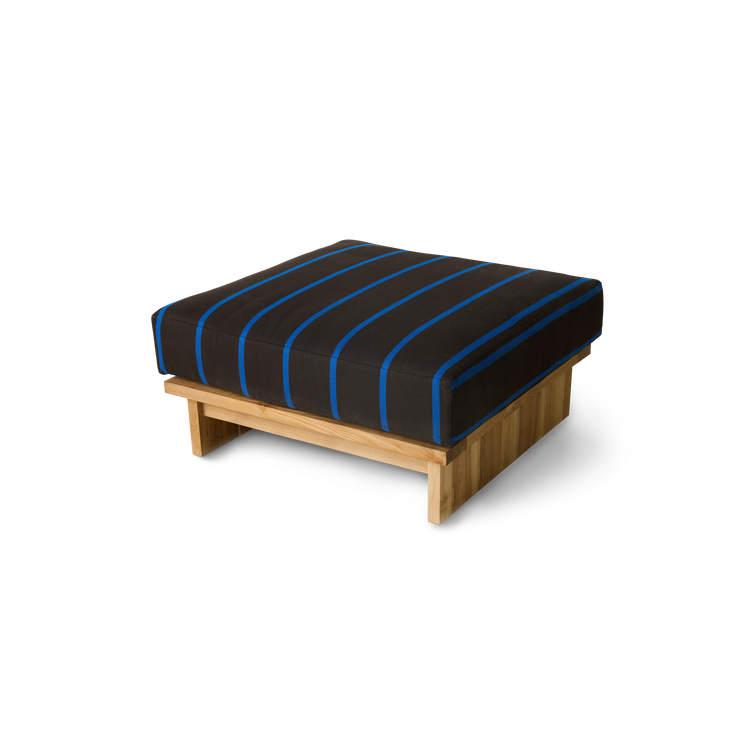 Puffen Outdoor Hocker Teak fra HK Living i tekstilet Burnt Sky