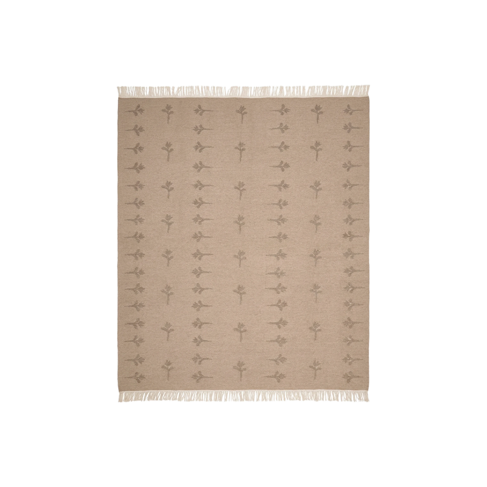 Teppe no.30 fra Cappelen Dimyr i beige ull med skulpturert tulipanmotiv, frilagt