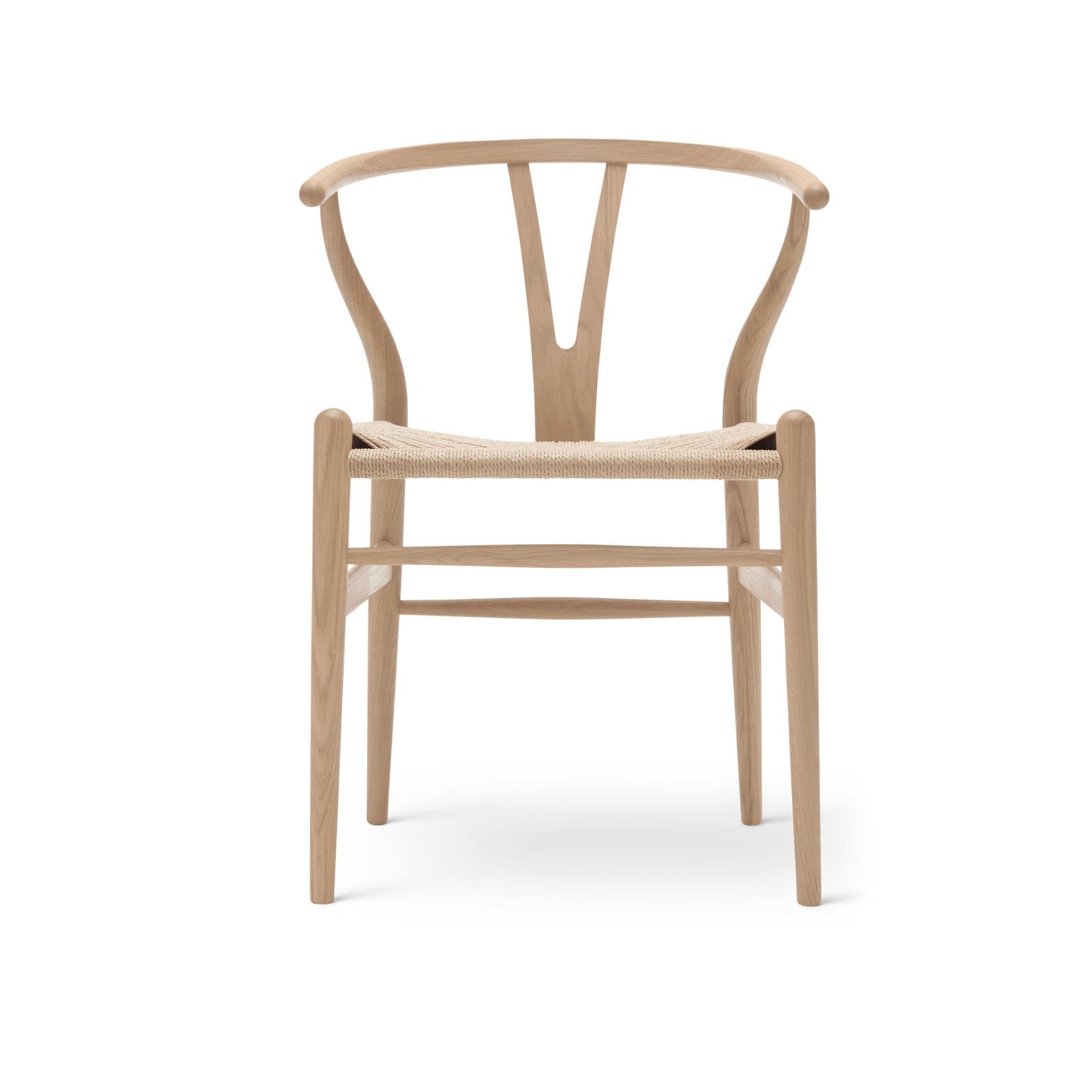 Spisestol CH24 Wishbone Chair i hvitoljet eik med naturpapirsnor