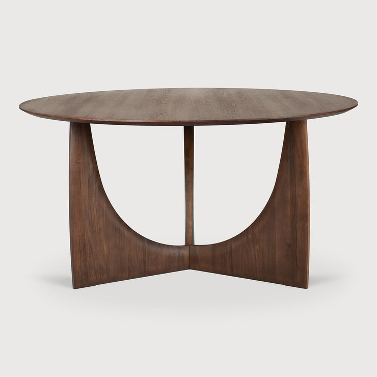 Spisebord Geometric Dining Table Round fra Ethnicraft i brunlakkert teak