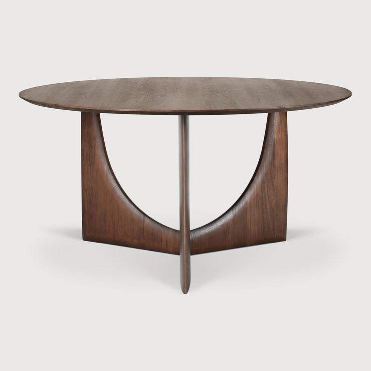 Spisebord Geometric Dining Table Round fra Ethnicraft i brunlakkert teak