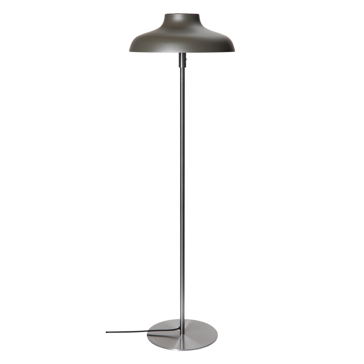 Gulvlampen Bolero fra Rubn i stål med skjerm i fargen Umbra Grey (medium).