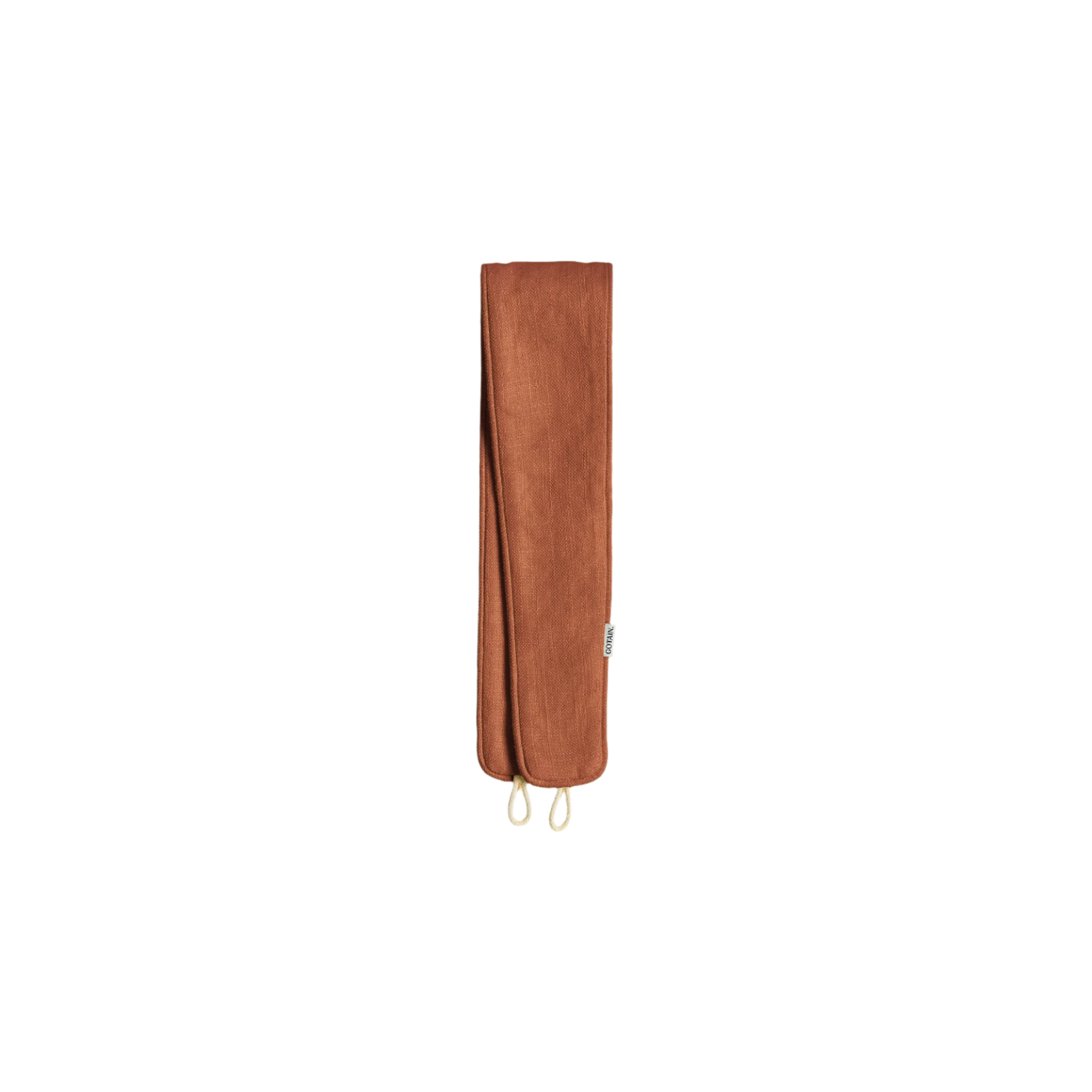 Gardinholder i vevd lin fra Gotain i fargen rødbrun/ Terracotta.
