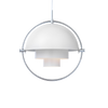 Takpendelen Multi-Lite Pendant, fra Gubi i hvit og krom.