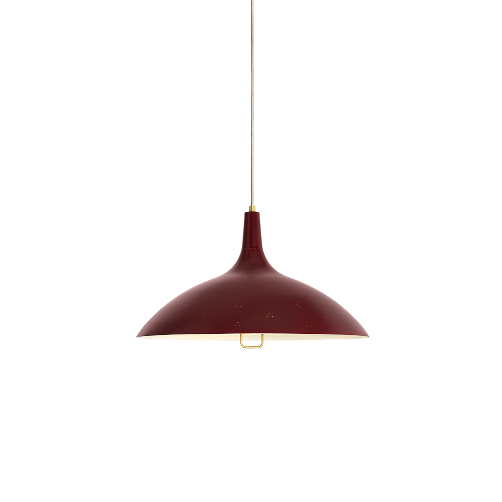 1965 Pendant med burgunder skjerm, med perforert mønster.
