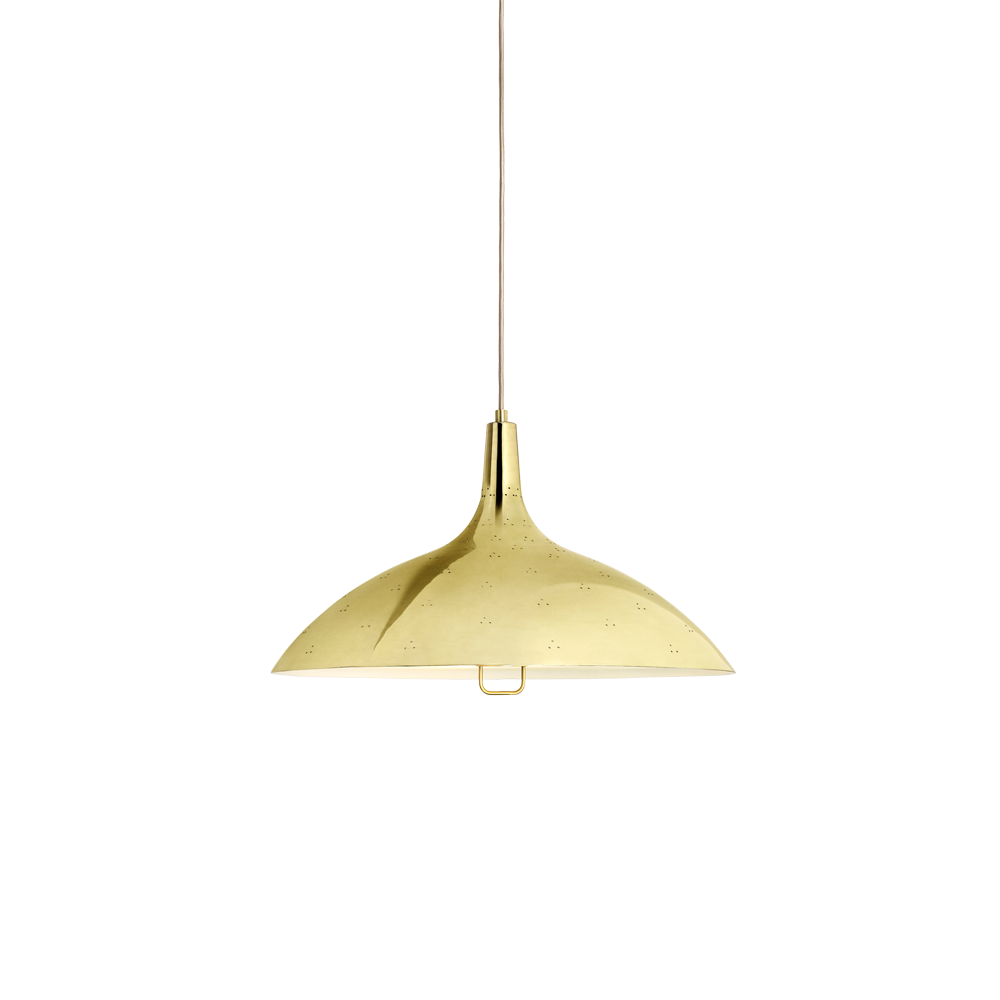 1965 Pendant med messingskjerm, med perforert mønster.
