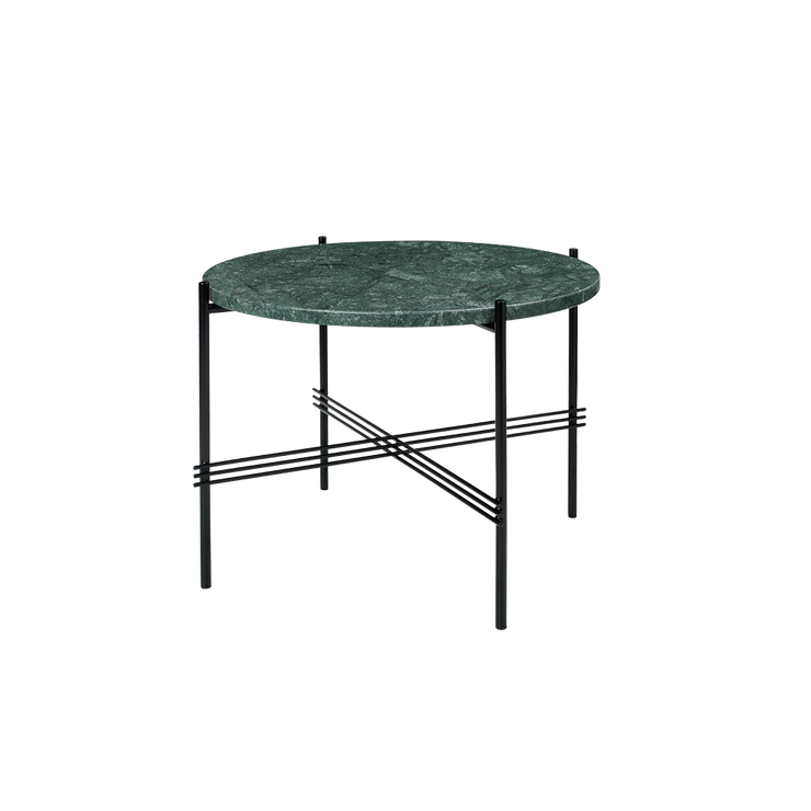 TS table fra Gubi, i størrelsen Ø55 med grønn marmor.