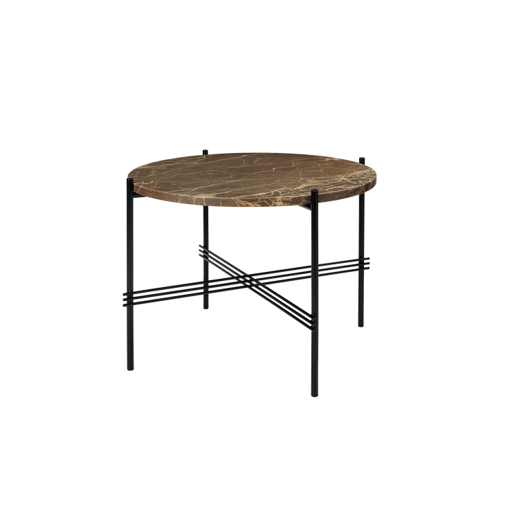 TS table fra Gubi, i størrelsen Ø55 med brun marmor.