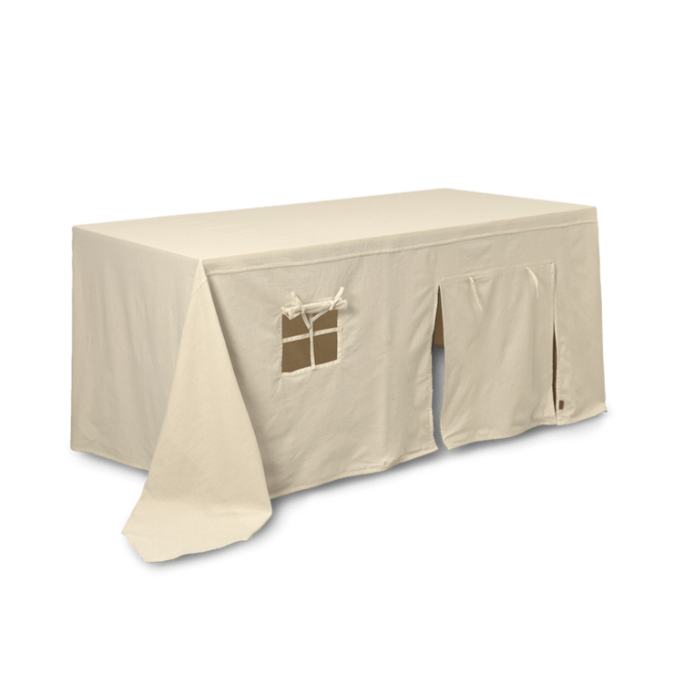 Lekehus og duk- Settle Table cloth house offwhite- gjør bordet til et magisk lekehus!