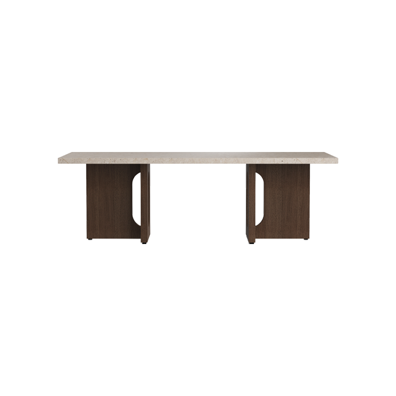 Androgyne Lounge Table med understell i mørk eik og plate i sandfarget Kunis Breccia-stein