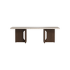 Androgyne Lounge Table med understell i mørk eik og plate i sandfarget Kunis Breccia-stein
