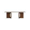 Androgyne Lounge Table med understell i valnøtt og plate i sandfarget Kunis Breccia-stein.