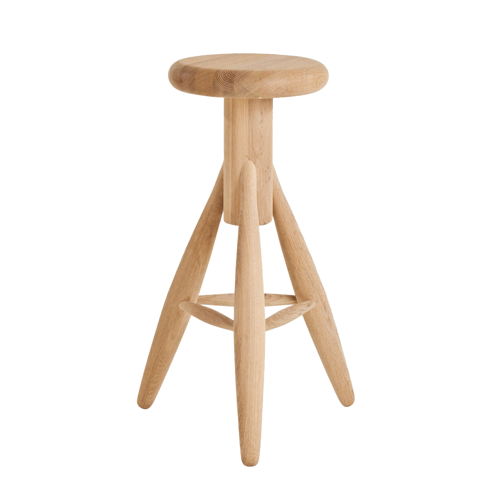 Rocket Bar Stool fra Artek ble opprinnelig skapt av den finske designeren Eero Aarnio til hans eget kjøkken. Barkrakken finnes i såpebehandlet, massiv eik og svart- eller hvitlakkert eik.