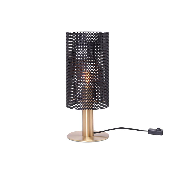 Vouge bordlampe Medium, med messing sokkel og svart skjerm