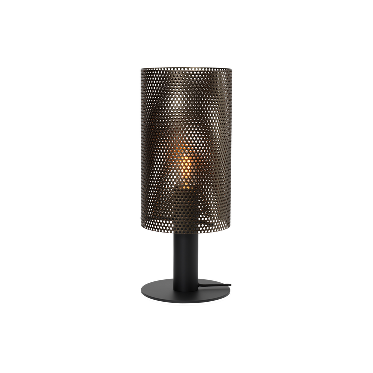 Vouge bordlampe Medium, med svart sokkel og bronsefarget skjerm