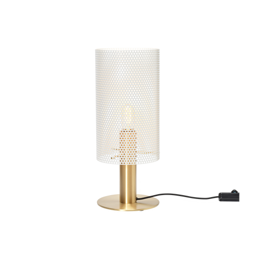 Vouge bordlampe Medium, med messing sokkel og hvit skjerm