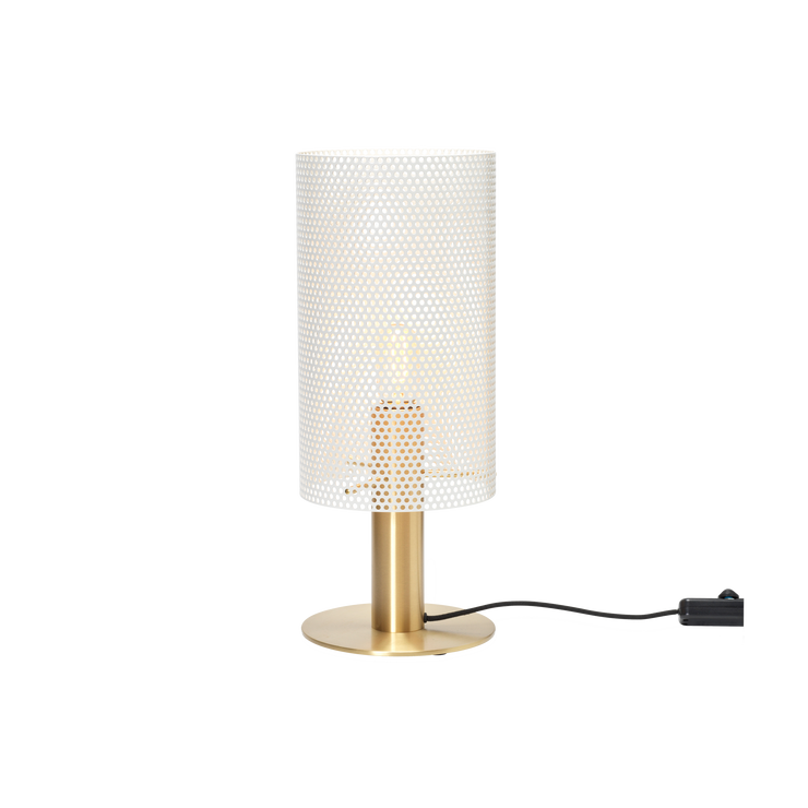 Vouge bordlampe Medium, med messing sokkel og hvit skjerm