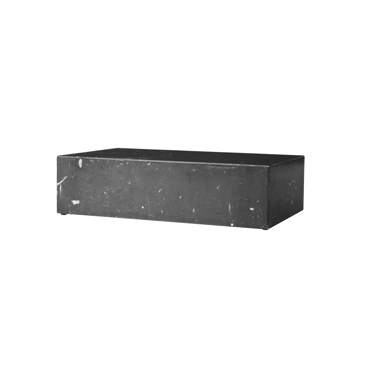 Stuebordet Plinth Low i svart marmor.