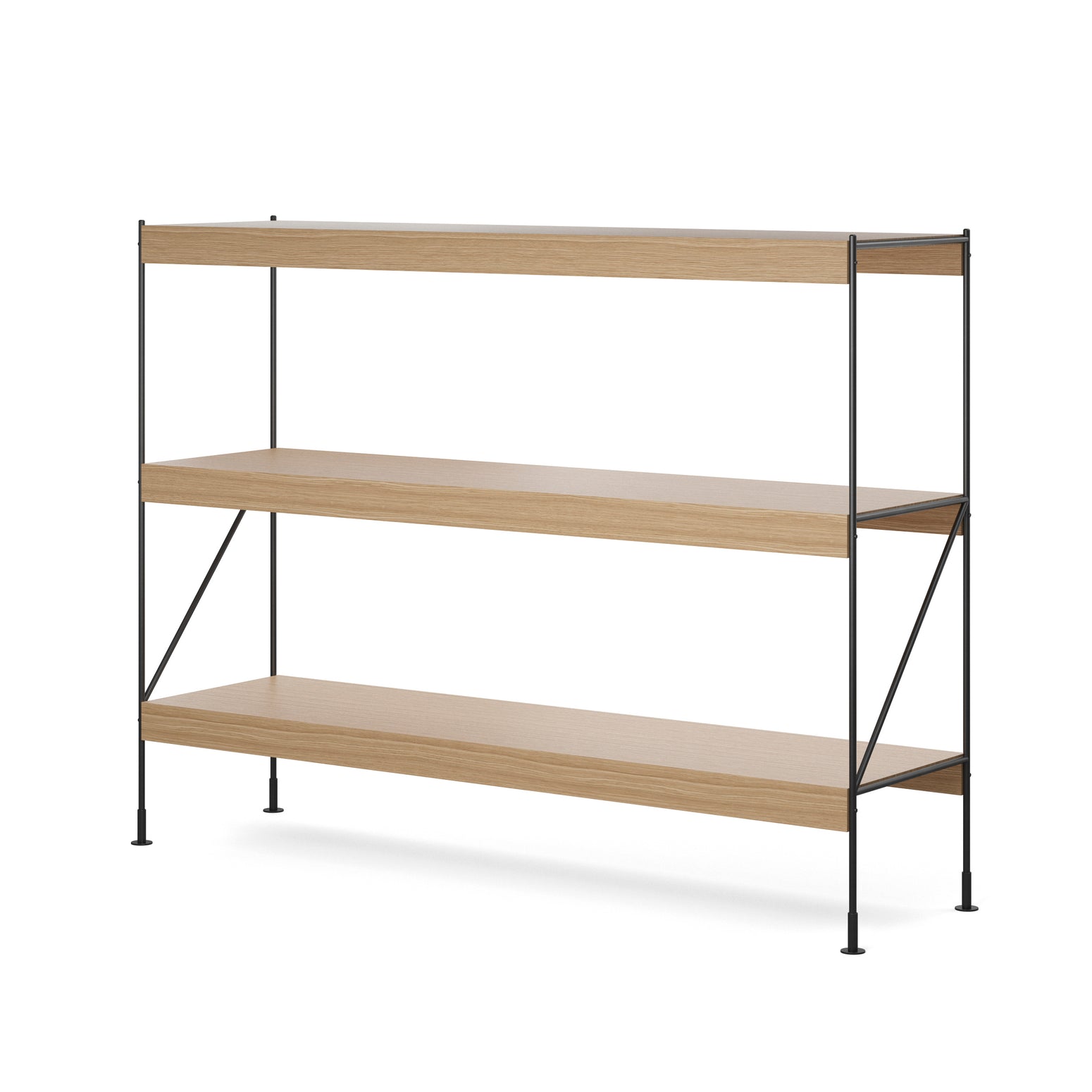 Hylle Zet Storage System - hyller i eik og svart ramme