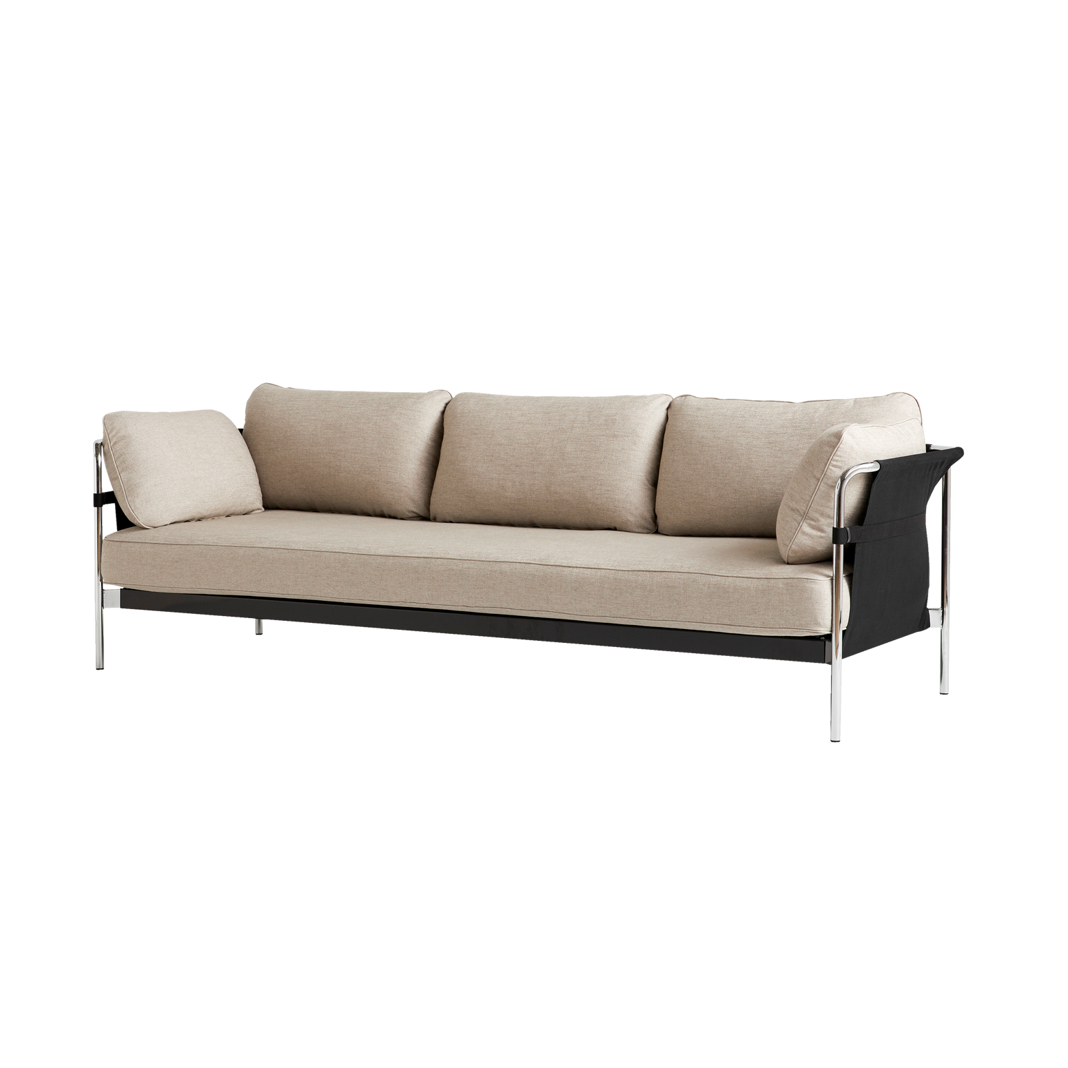 Sofaen Can fra Hay, er designet av brødrene Ronan og Erwan Bouroullec. Med denne sofaen ville designduoen redefinere hele konseptet sofa fra noe komplisert og tungt - til noe som er enkelt, praktisk, elegant og komfortabelt. Tekstil på bildet: Ruskin 05