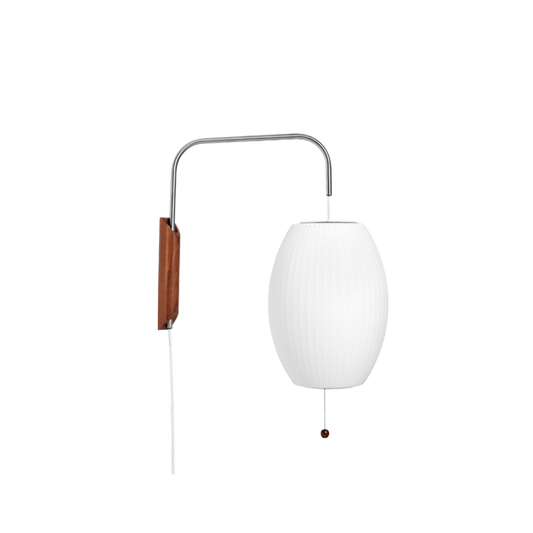 Vegglampe Nelson Cigar med veggfeste i valnøtt