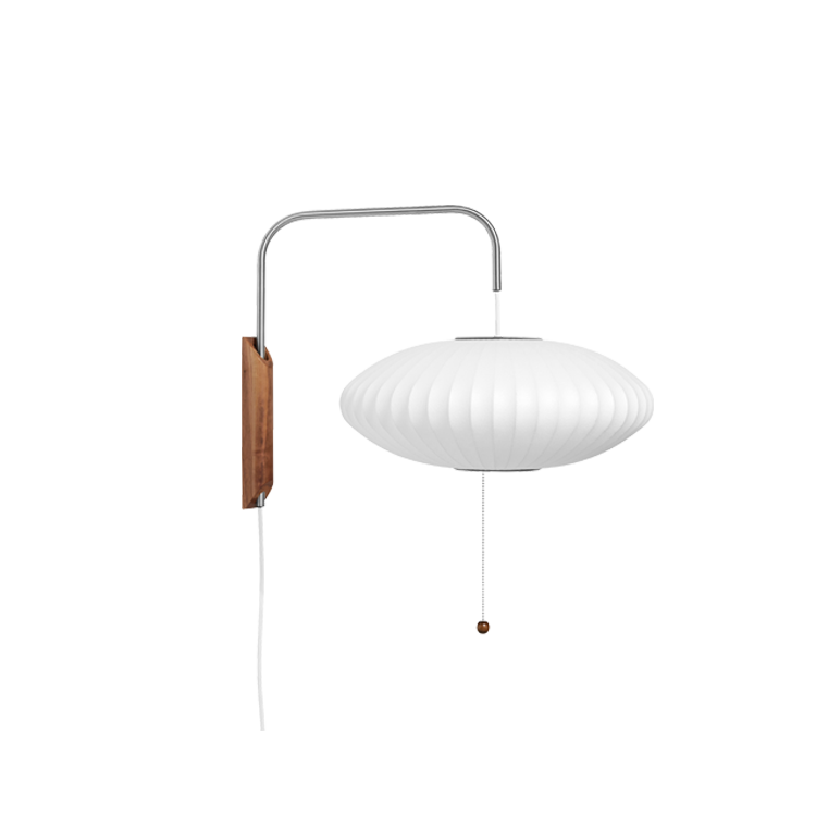 Vegglampe Nelson Saucer med veggfeste i valnøtt