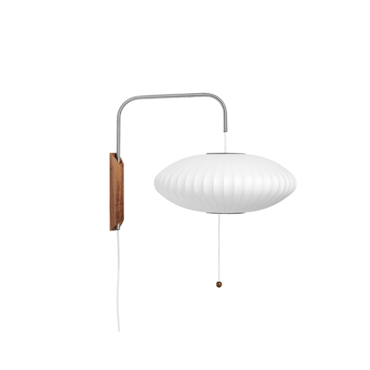 Vegglampe Nelson Saucer med veggfeste i valnøtt