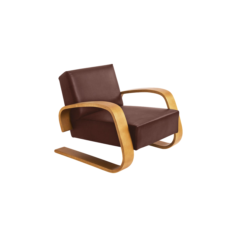 Lenestol 400 Tank Armchair - Armlener i walnut stain, Polstring: Leather Sörensen Elegance, i fargen 20193 indian red