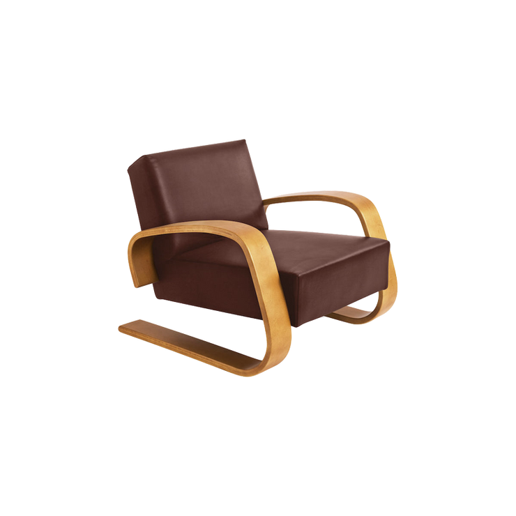 Lenestol 400 Tank Armchair - Armlener i walnut stain, Polstring: Leather Sörensen Elegance, i fargen 20193 indian red