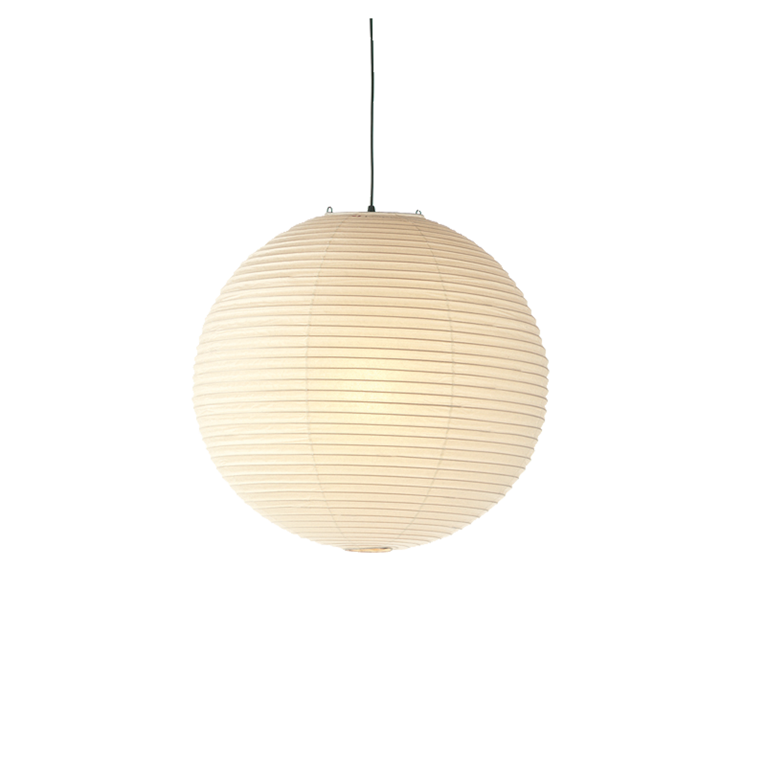 Den store takpendelen Akari 75A, er en del av en lampeserie som er designet av Isamu Noguchi i 1951 for Vitra. Lampene er håndlaget i shoji-papir av japanske håndverkere.