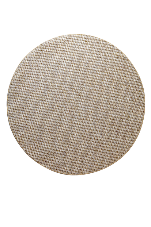 teppet kommer også i runde varianter med diameter 200 cm og 250 cm- her i fargen natural